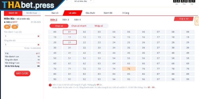 Xiên 2 Ăn Bao Nhiêu? Cách Tính, Chiến Lược Chọn Số Từ THABET 3 Kết hợp xiên 2 với lô đơn cùng cặp